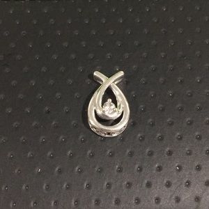 Sterling Silver Tear Drop Shape Pendant With cz